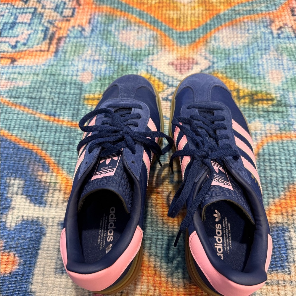 Adidas Gazelle Navy and Coral Sneakers - Picture 2 of 3